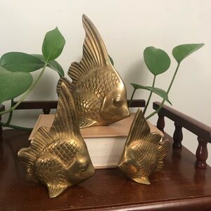 Brass Angel Fish Figurine Trio